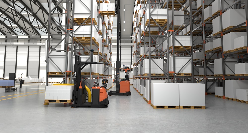 automated trucks in warehouse