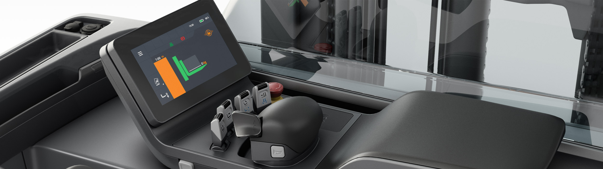 BT Reflex armrest and touchscreen