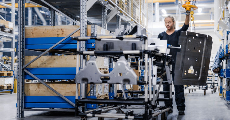 Woman working in production